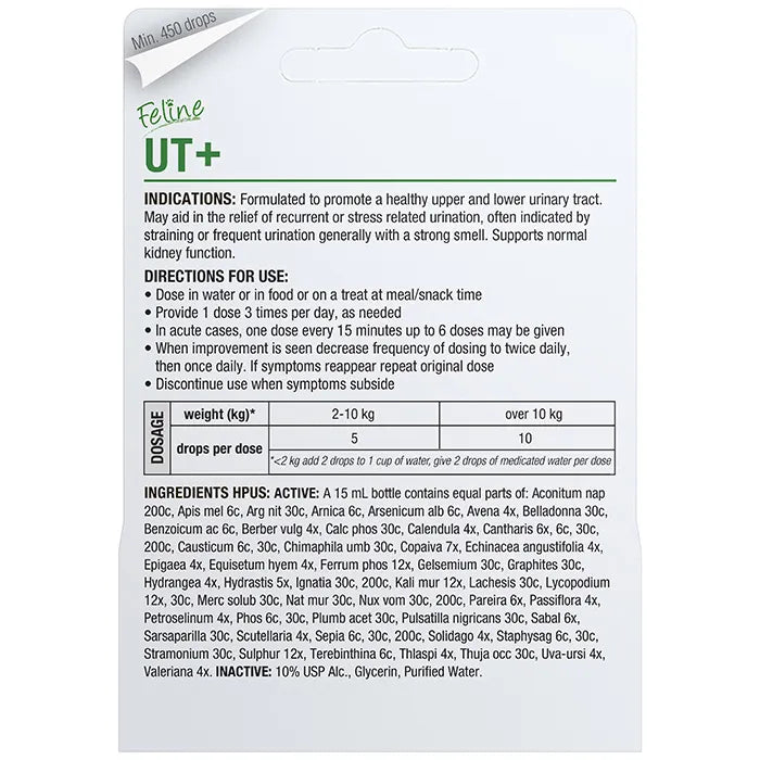 Homeopet Feline UT+ Cat Pet Drops 15 ml