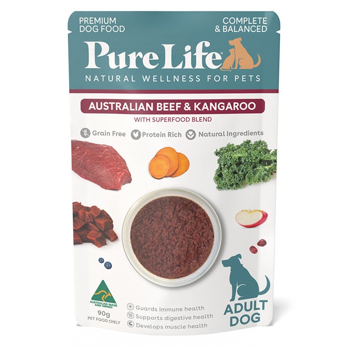 Pure Life Beef & Roo Adult Dog Wet Food Pouch 90g x 12 - product image 4