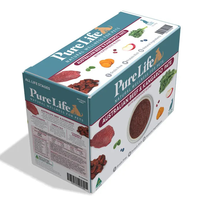 Pure Life Beef & Kangaroo Pate Adult Cat Food Pouch 80g x 12
