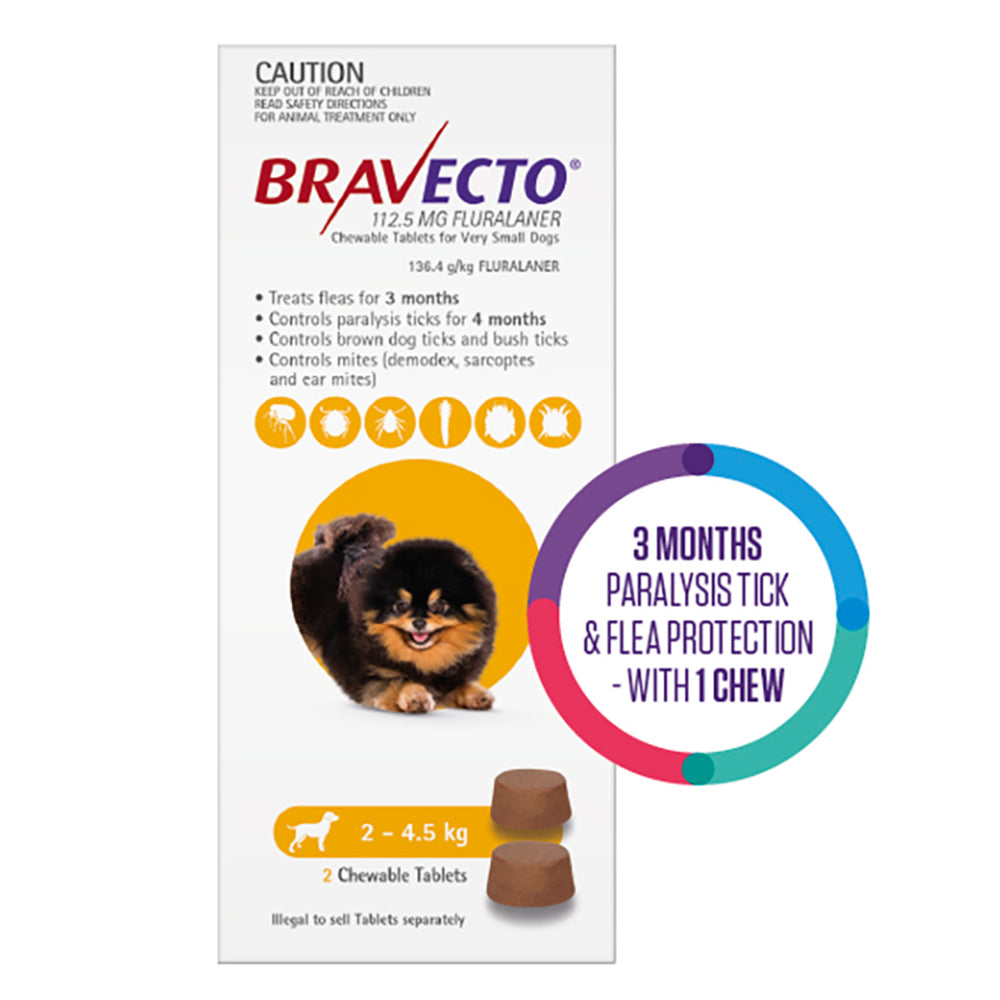 Bravecto Chew for Toy Dogs 2-4.5kg Yellow