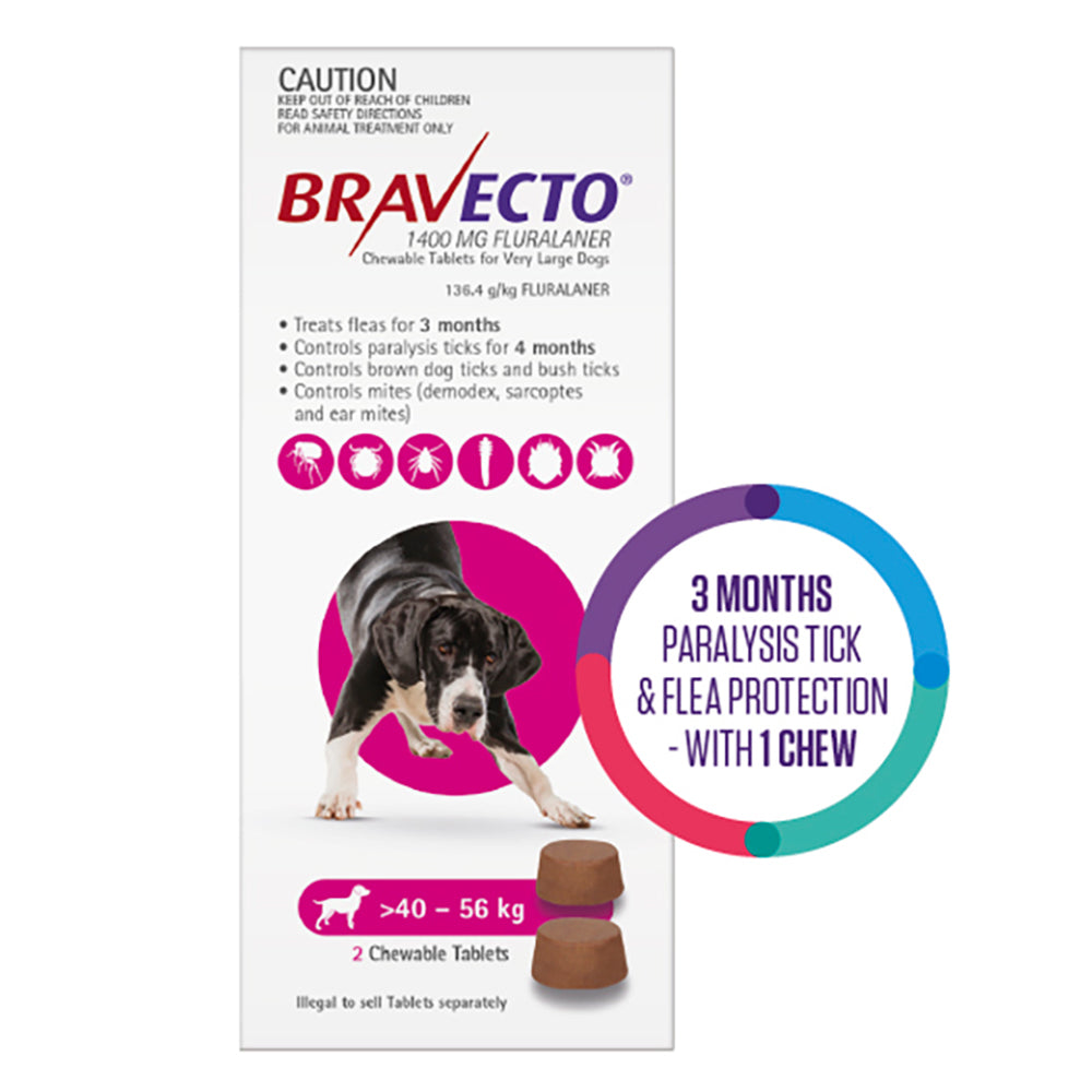 Bravecto Chew for Extra Large Dogs 40-56kg Pink