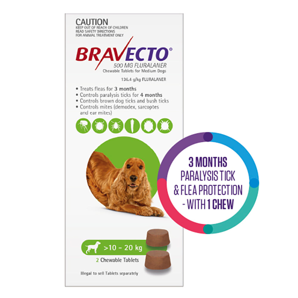 Bravecto Chew for Medium Dogs 10-20kg Green