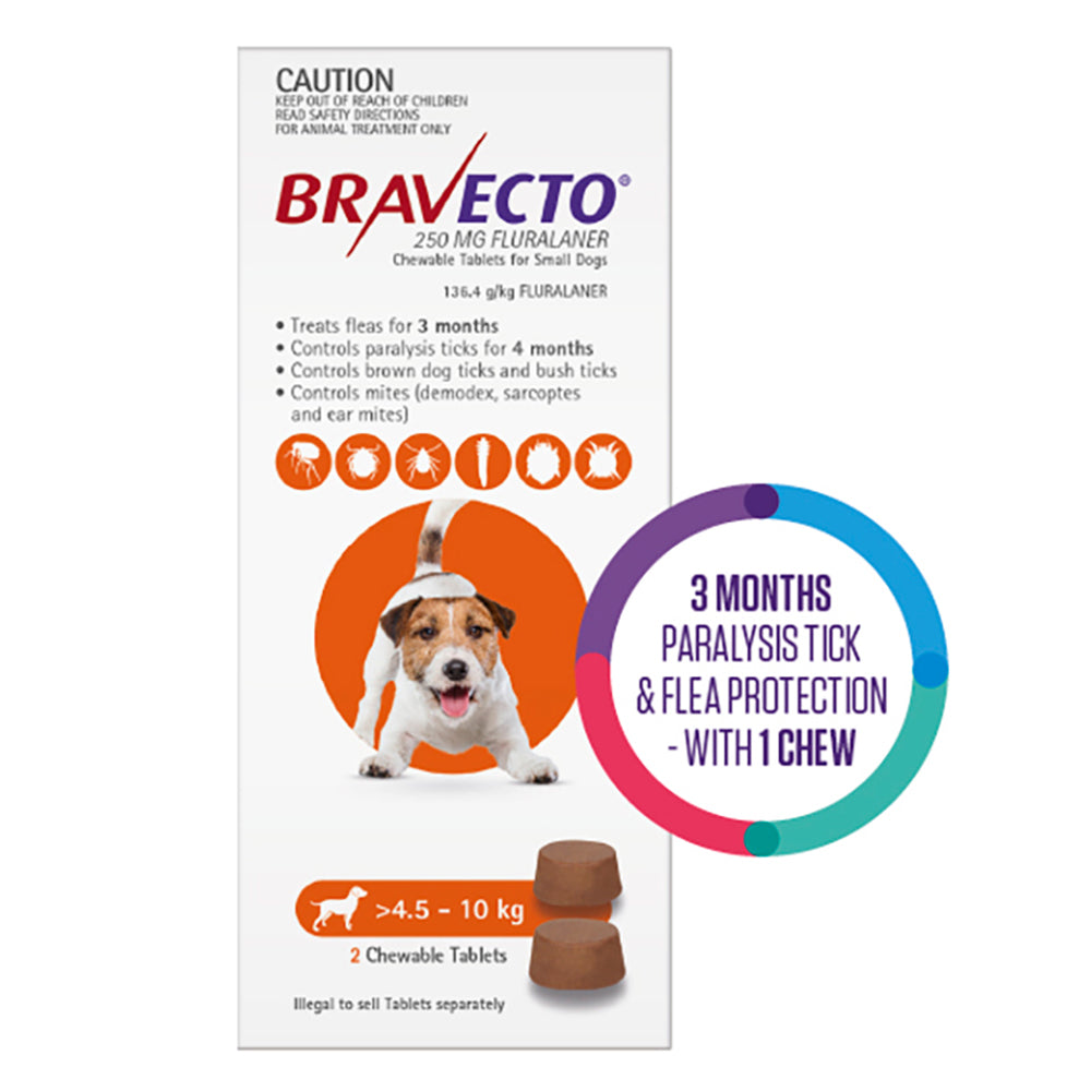 Bravecto Chew for Small Dogs 4.5-10kg Orange