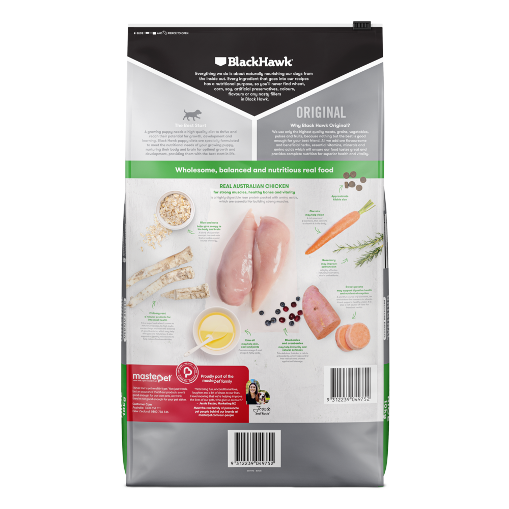 Black Hawk Original Chicken & Rice Medium Breed Puppy Dry Dog Food