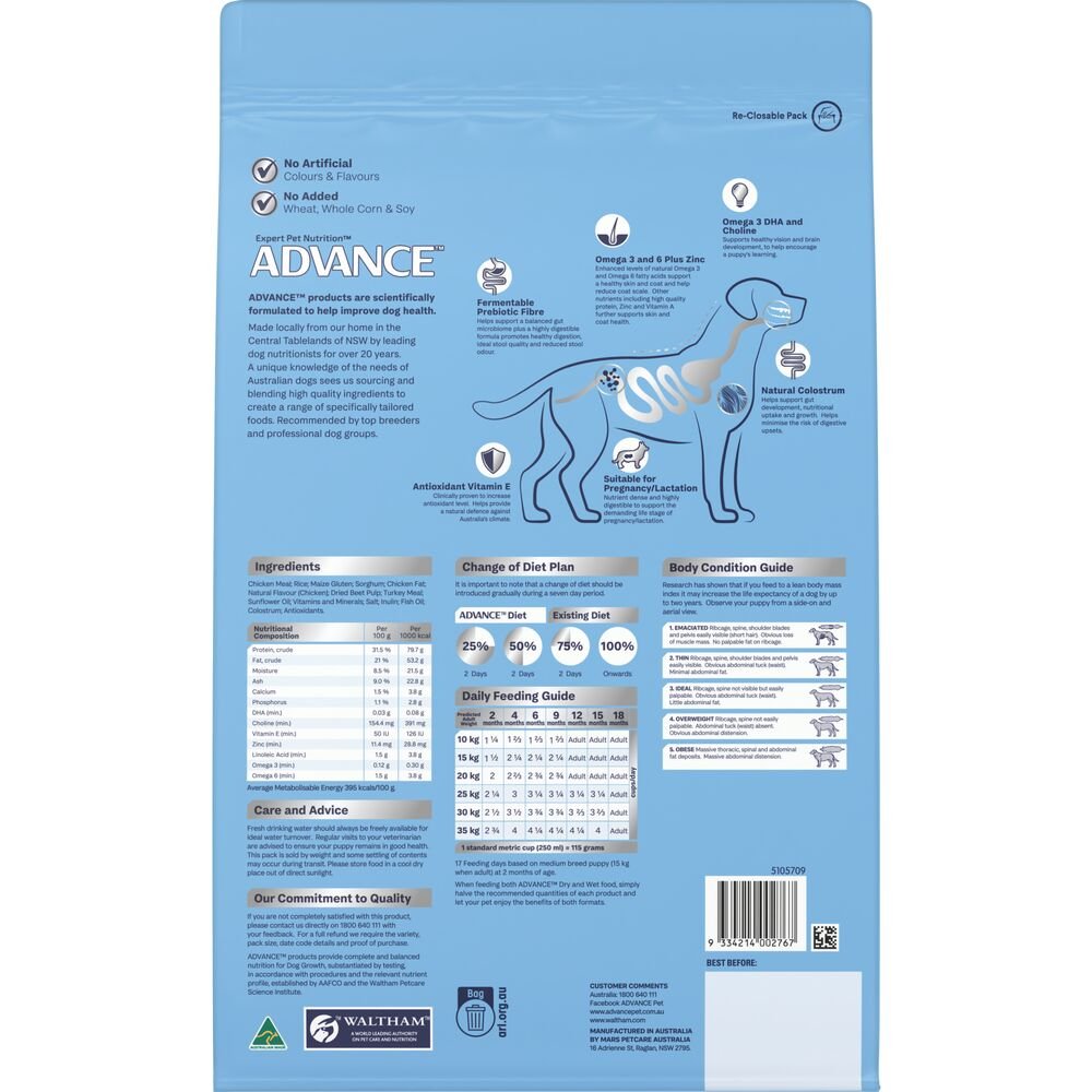 Advance Medium Puppy Dry Dog Food Chicken With Rice