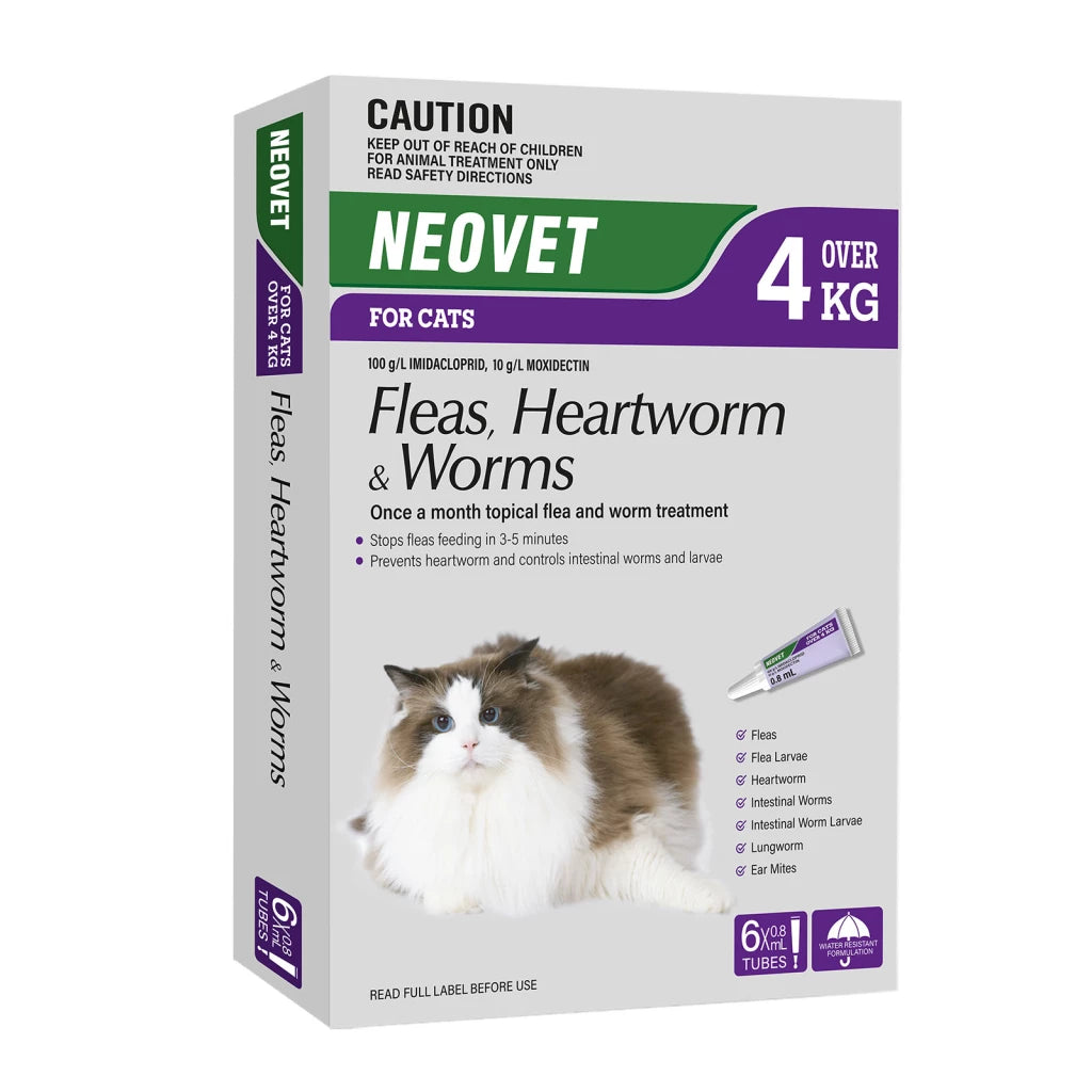 Neovet Flea, Heartworm & Worm Treatment for Cats Over 4kg 6 Pack