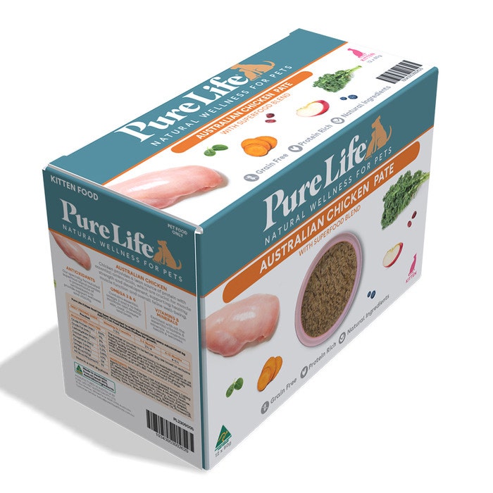 Pure Life Chicken Pate Kitten Food Pouch 80g x 12