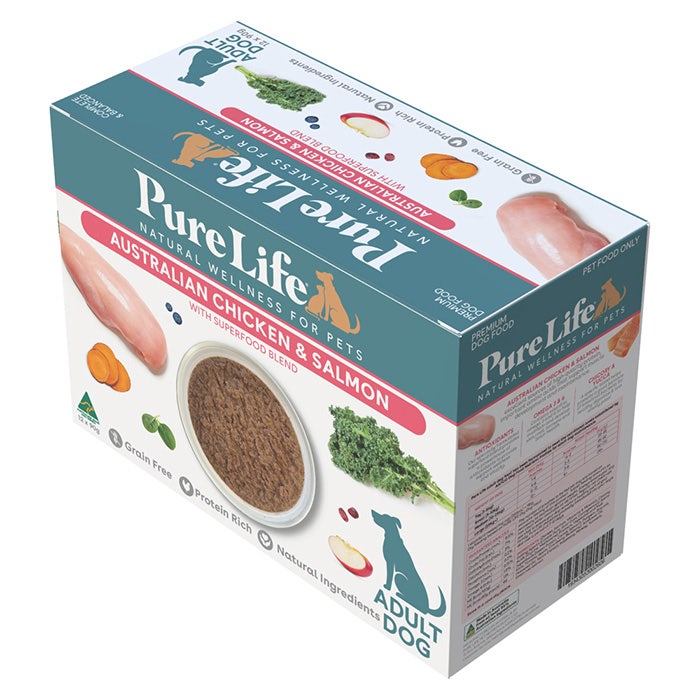 Pure Life Chicken & Salmon Adult Dog Wet Food Pouch 90gx12
