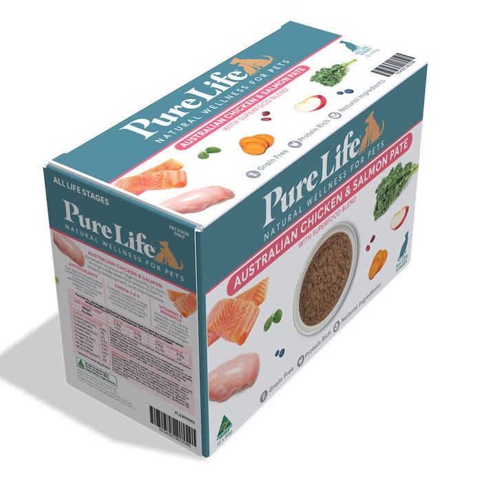 Pure Life Chicken & Salmon Pate Adult Cat Food Pouch 80g x 12