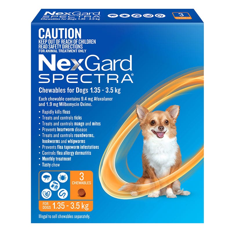NexGard Spectra Chews Very Small Dog Orange (1.35-3.5KG)
