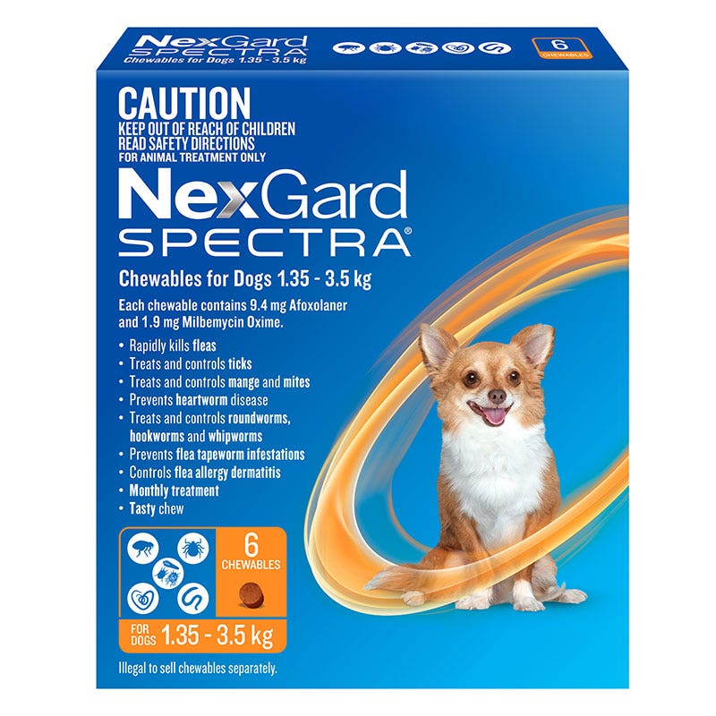 NexGard Spectra Chews Very Small Dog Orange (1.35-3.5KG)
