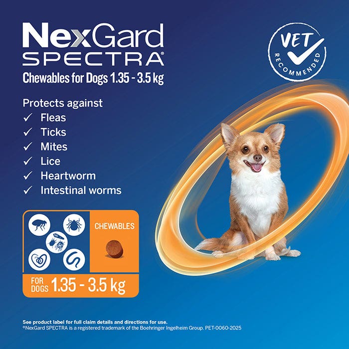 NexGard Spectra Chews Very Small Dog Orange (1.35-3.5KG)