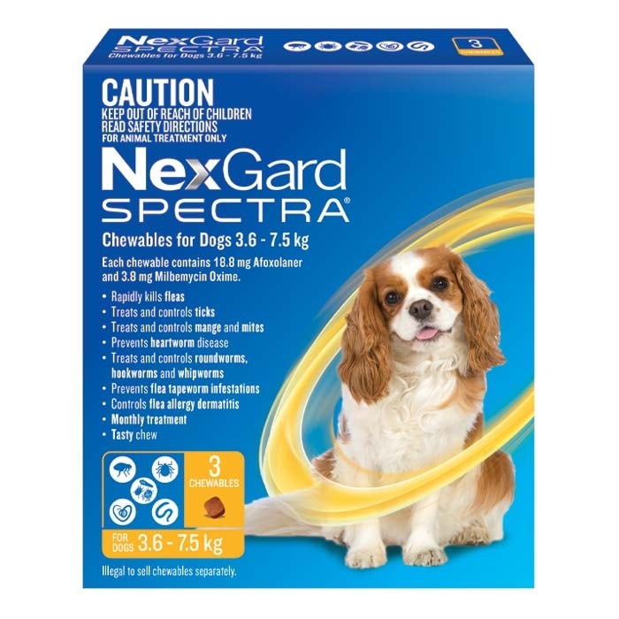 NexGard Spectra Chews Small Dog Yellow (3.6–7.5kg)