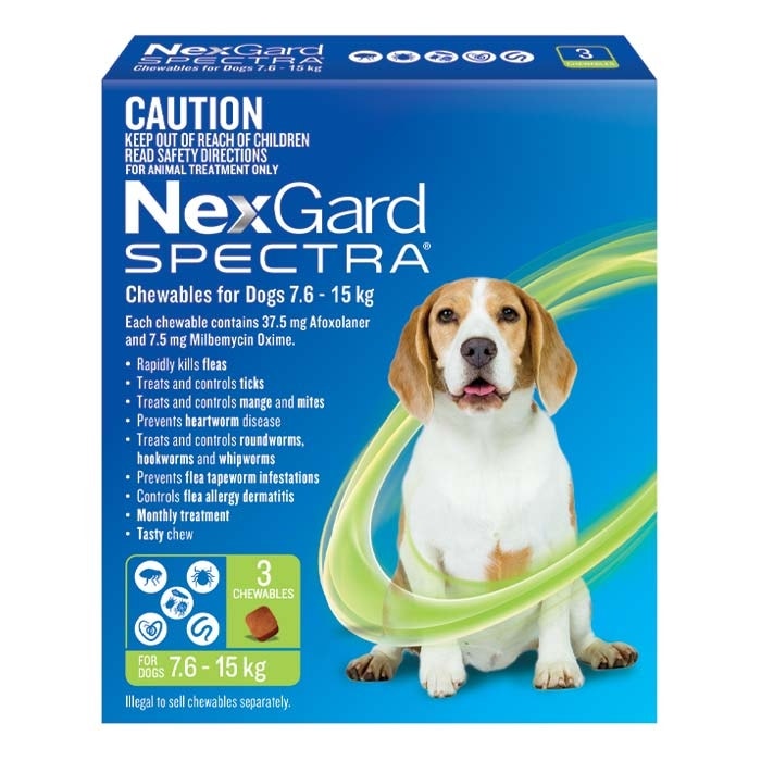 NexGard Spectra Chews Medium Dog Green (7.6–15kg)