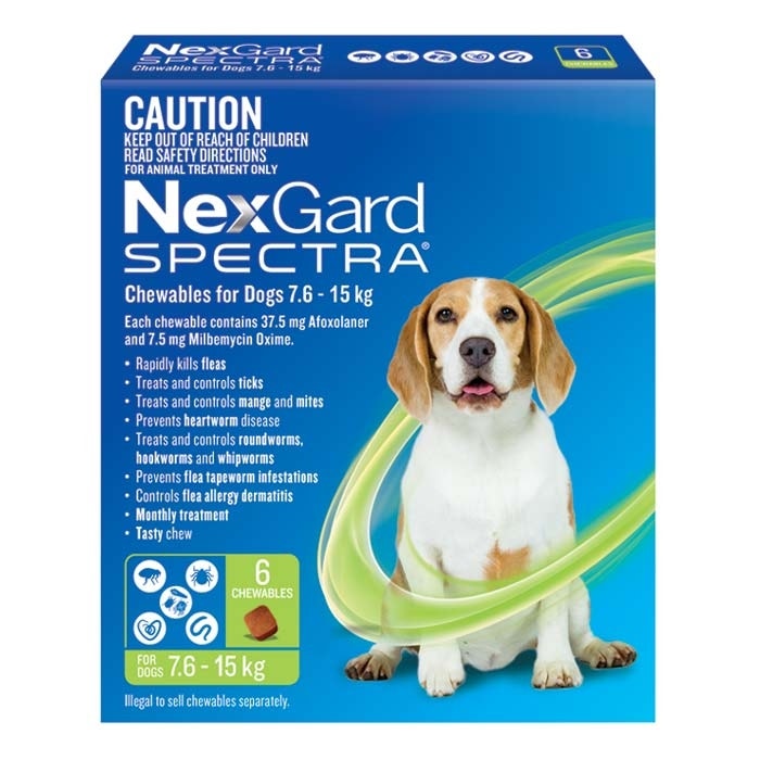 NexGard Spectra Chews Medium Dog Green (7.6–15kg)