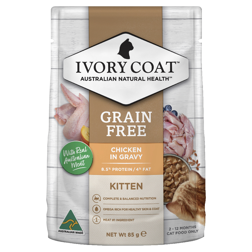 Ivory Coat Grain Free Chicken in Gravy Kitten Wet Cat Food 85g x 12