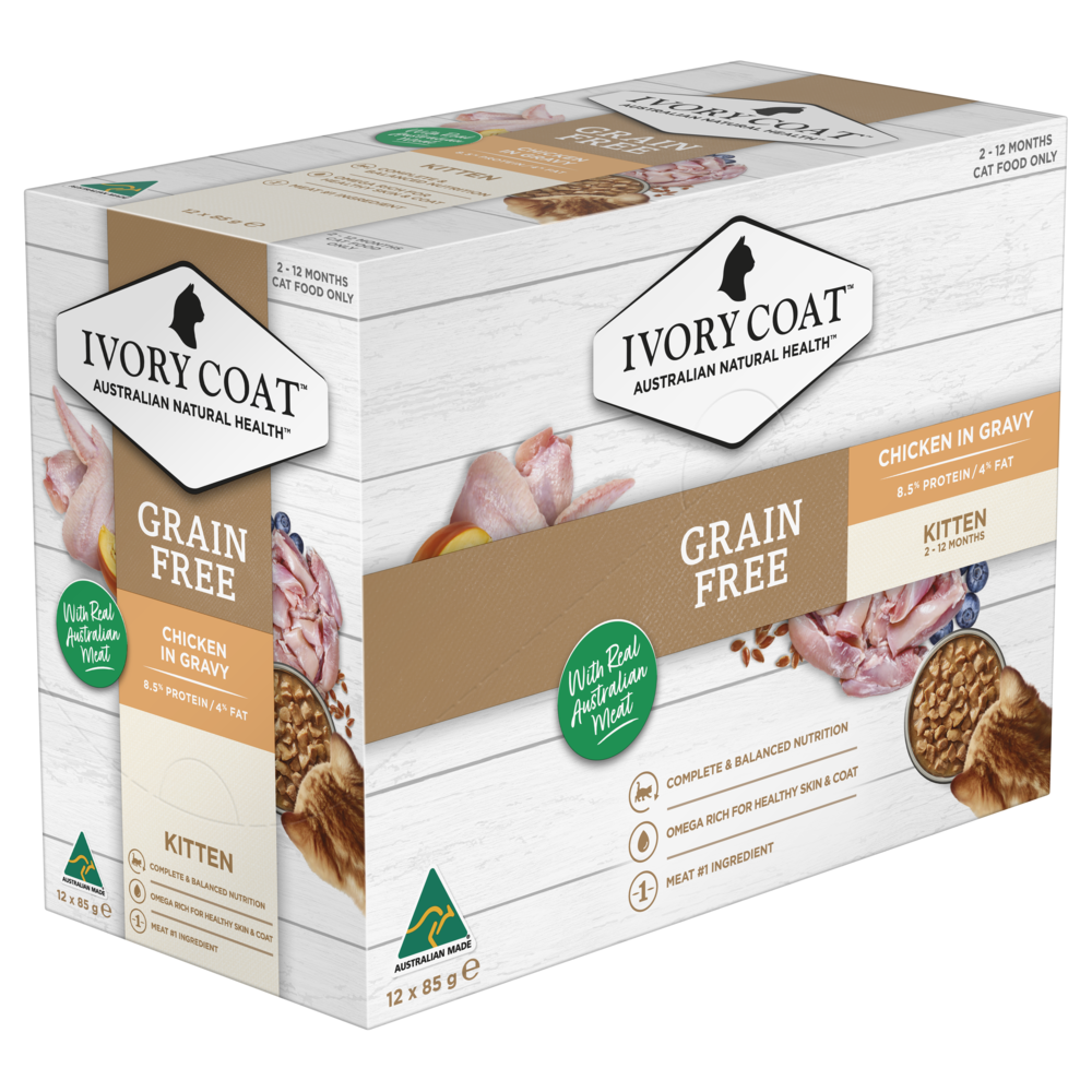 Ivory Coat Grain Free Chicken in Gravy Kitten Wet Cat Food 85g x 12