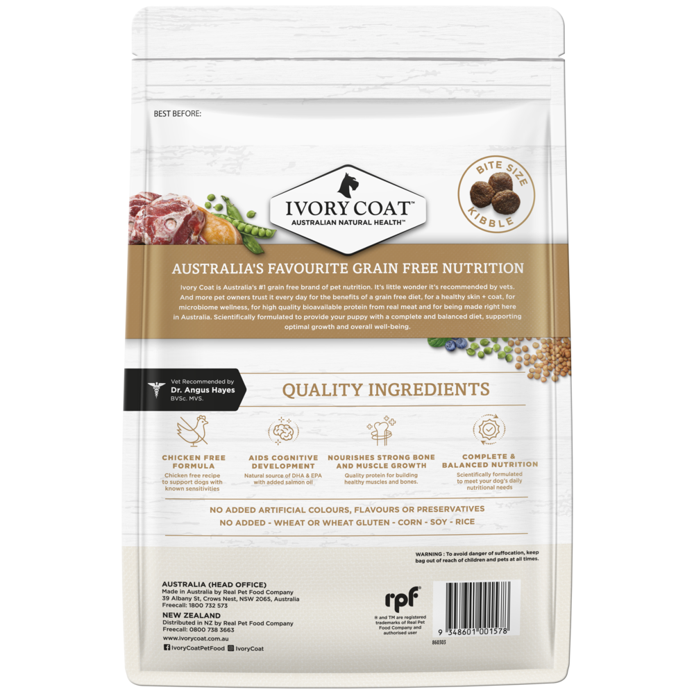 Ivory Coat Grain Free Lamb Large Breed Puppy Dry Dog Food