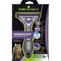 Furminator Undercoat Shedding Tool in its retail packaging, featuring a purple and gray grooming brush with a cat illustration on the front.