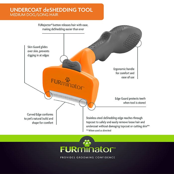 Furminator Long Hair Dog Deshedding Tool M