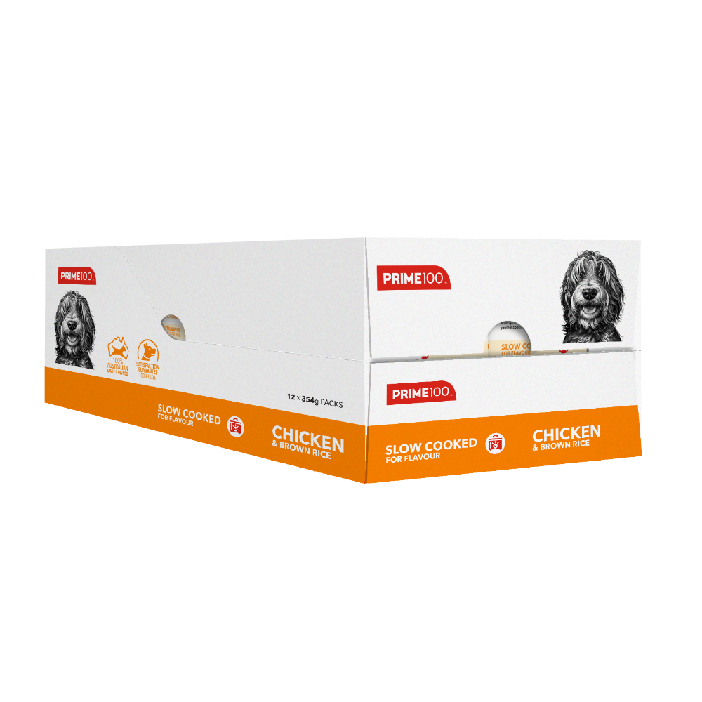 Prime100 SPD Slow Cooked Chicken & Brown Rice Dog Food 354g x 12