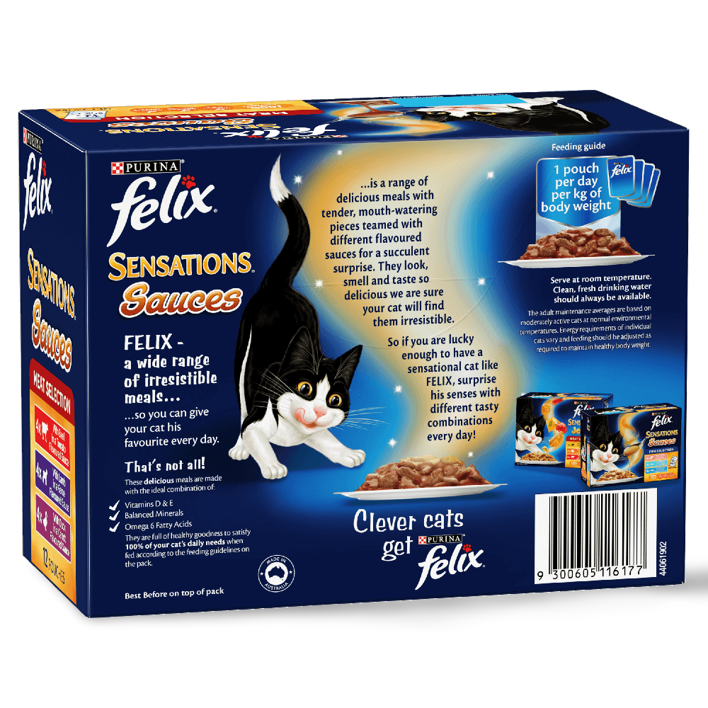 Felix Sensations Sauces Meat Selection Adult Wet Cat Food Pouches