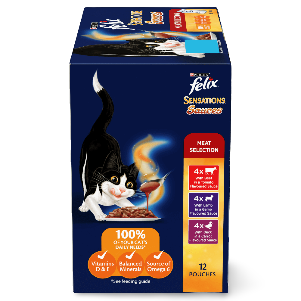 Felix Sensations Sauces Meat Selection Adult Wet Cat Food Pouches