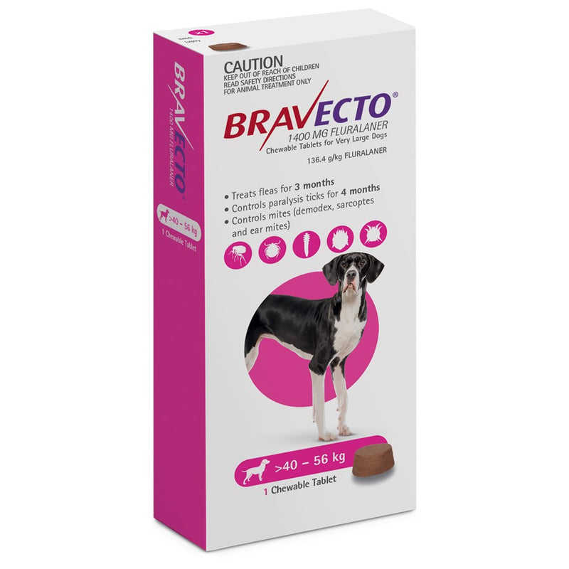 Bravecto Chew for Extra Large Dogs 40-56kg Pink