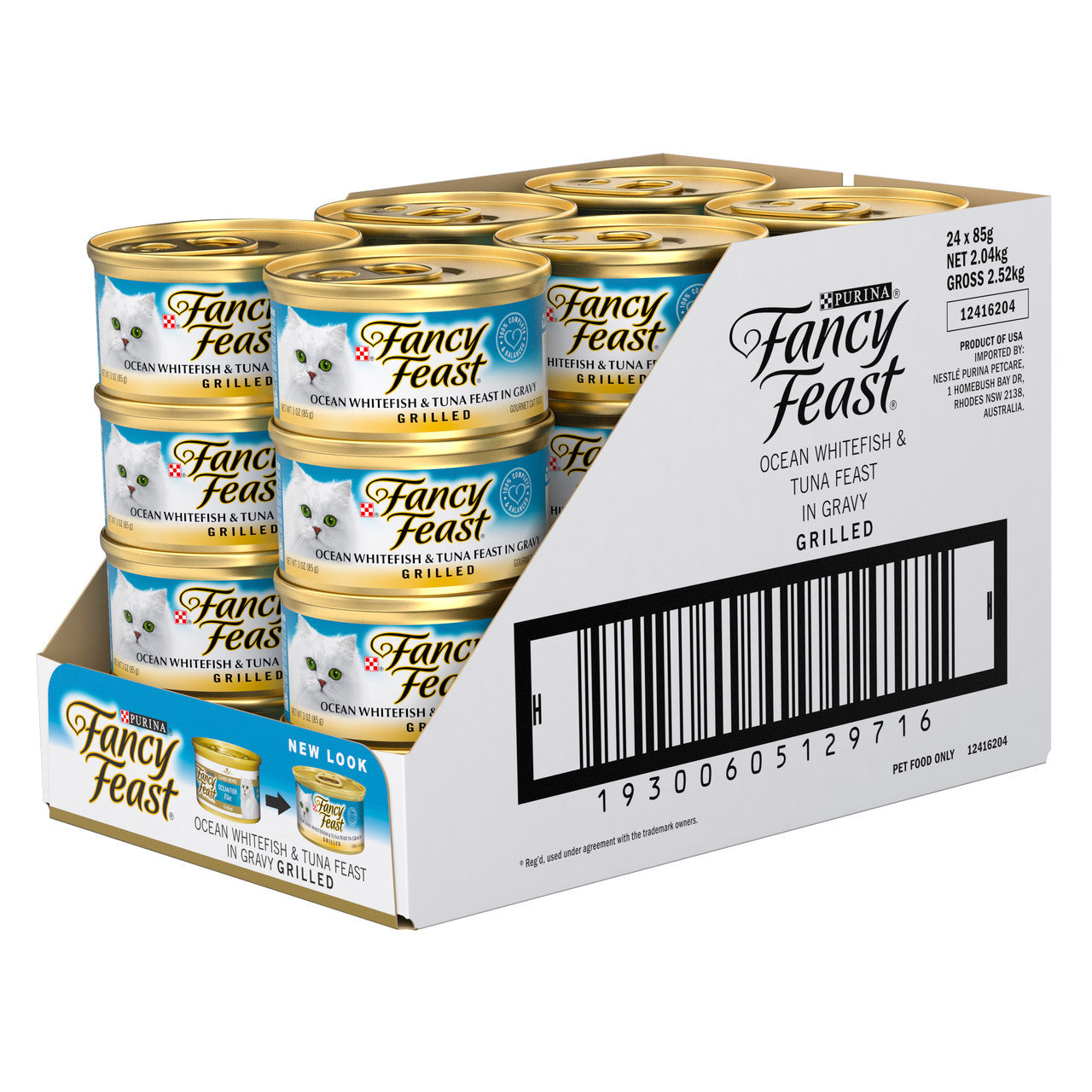 Fancy Feast Grilled Ocean Whitefish & Tuna Feast in Gravy Wet Cat Food 24 x 85g