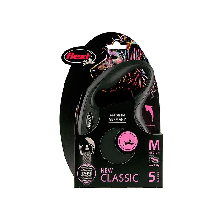 Flexi Classic Tape Retractable Dog Lead Black - 5m