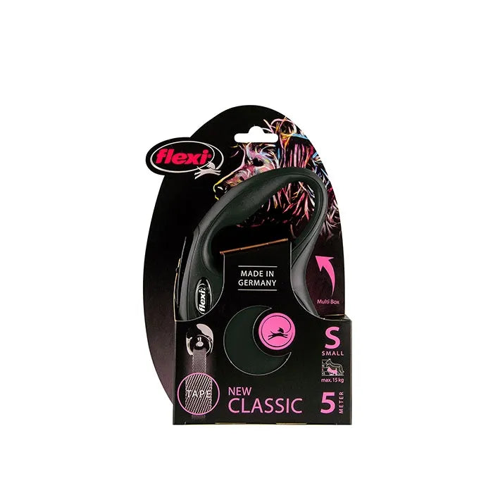 Flexi Classic Tape Retractable Dog Lead Black - 5m