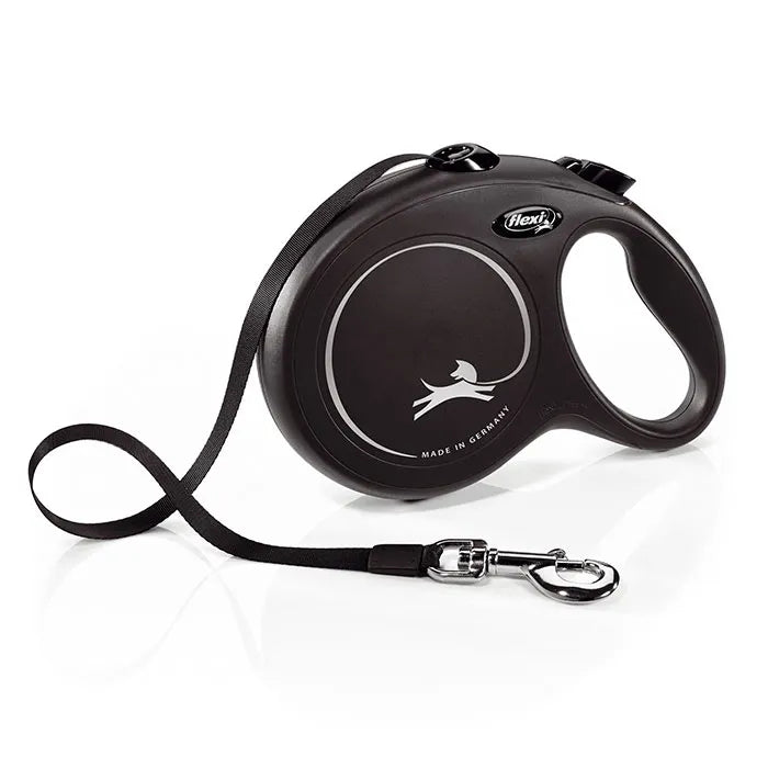 Flexi Classic Retractable Dog Lead Black - 8m