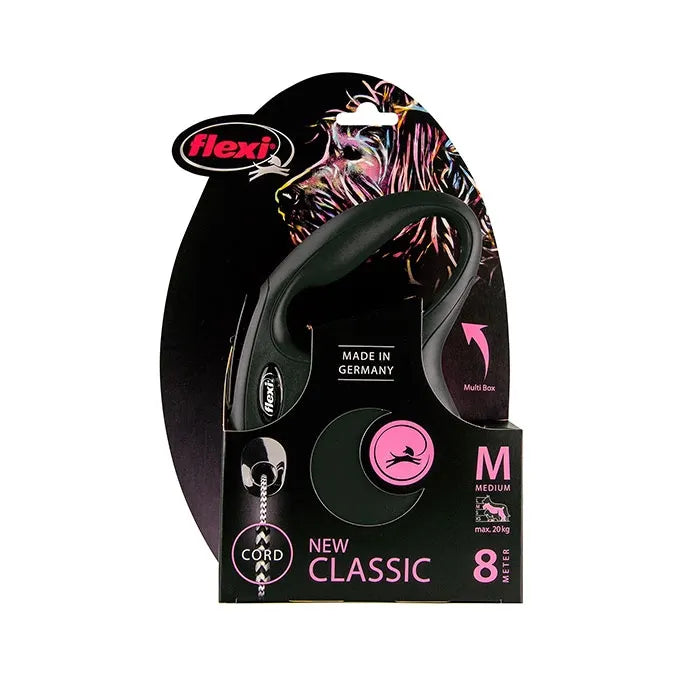 Flexi Classic Retractable Dog Lead Black - 8m