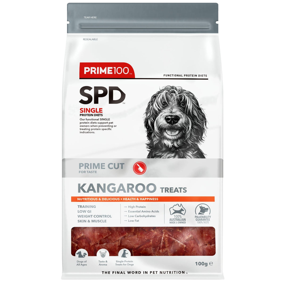 Prime100 treat-kangaroo-100g product packaging
