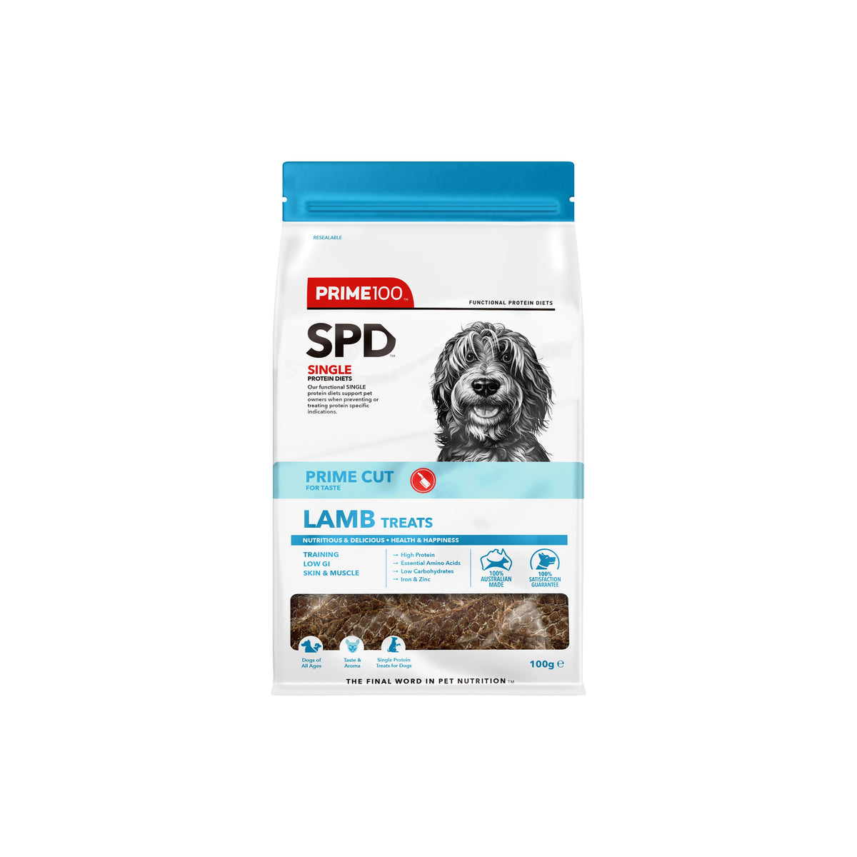 Prime100 treat-lamb-100g product packaging