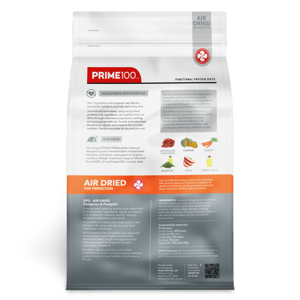 Prime100 SPD Air Dried Kangaroo & Pumpkin Adult & Senior Dog Food