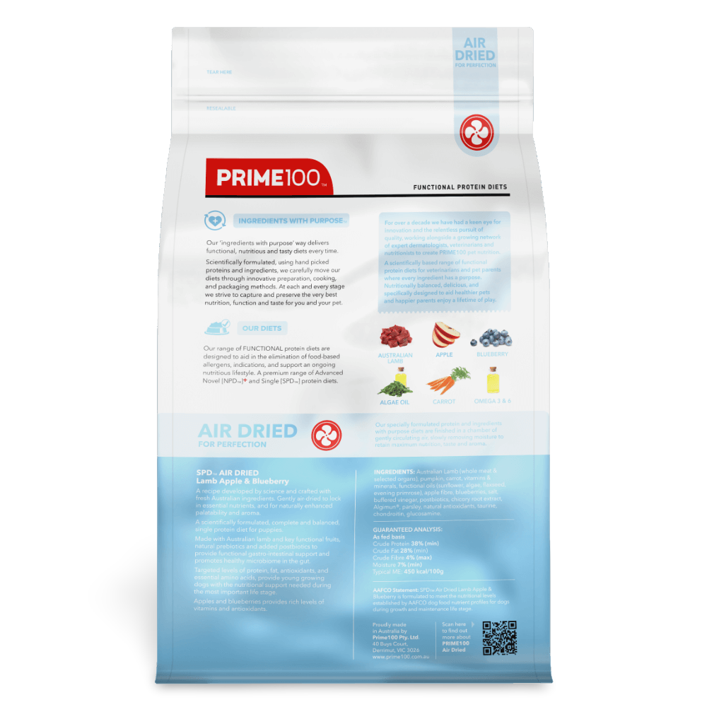 Prime100 SPD Air Dried Puppy Lamb, Apple & Blueberry Dog Food