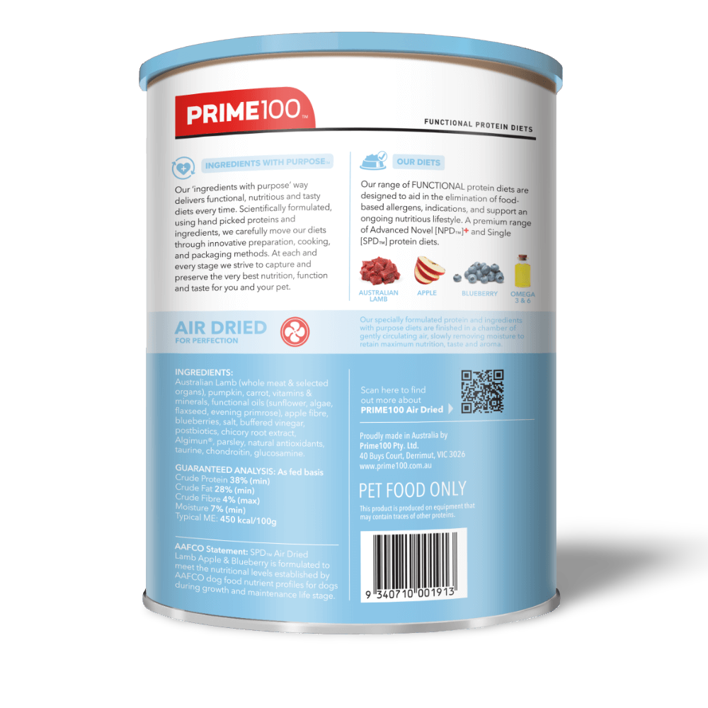 Prime100 SPD Air Dried Puppy Lamb, Apple & Blueberry Dog Food