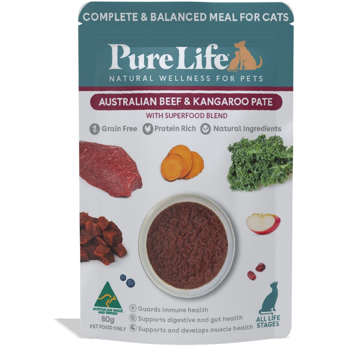 Pure Life Australian Beef & Kangaroo Pate Wet Cat Food 80g