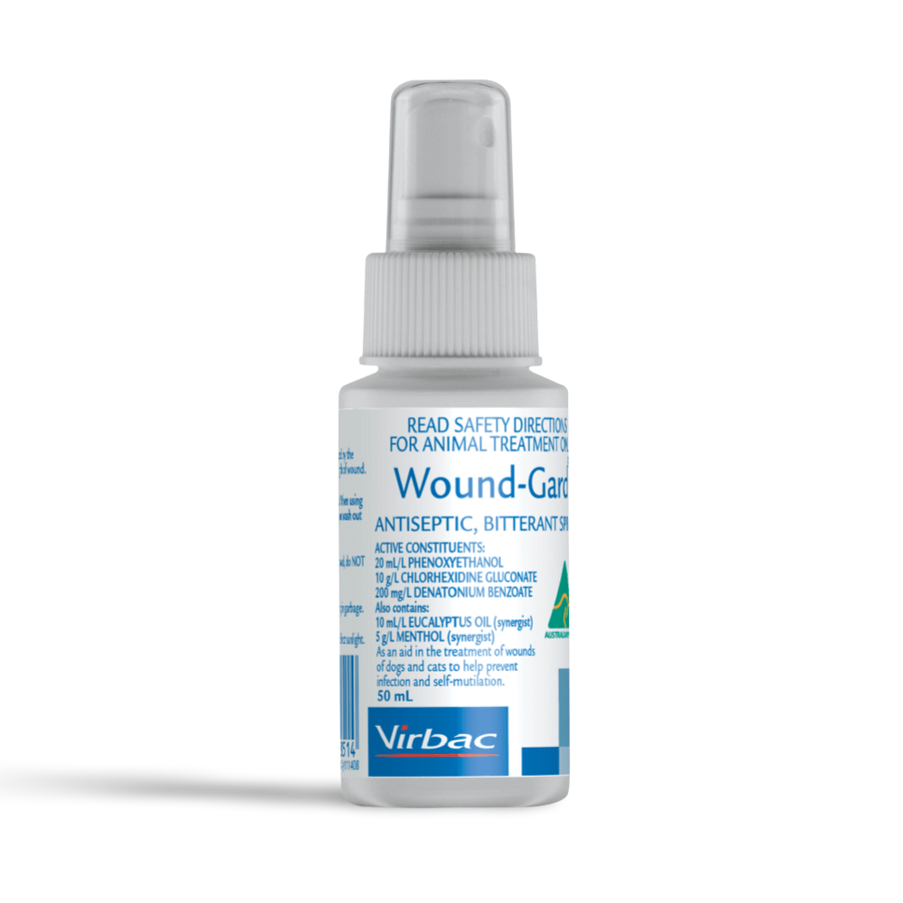 Virbac Wound-Gard antiseptic bitterant spray 50mL bottle front label