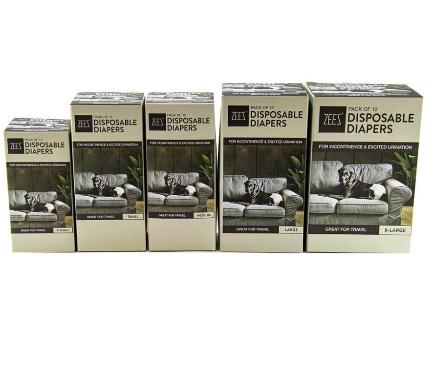 ZeeZ Disposable Dog Diapers 12 Pack sizes