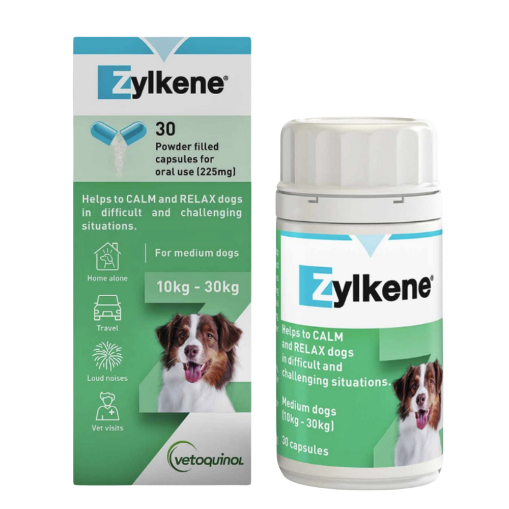 Zylkene 225mg calming supplement for medium dogs 30 capsules