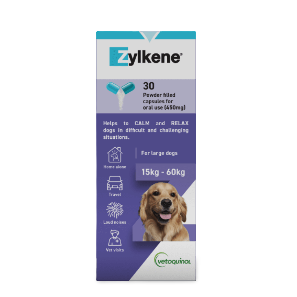 Zylkene 450mg calming supplement for large dogs 30 capsules