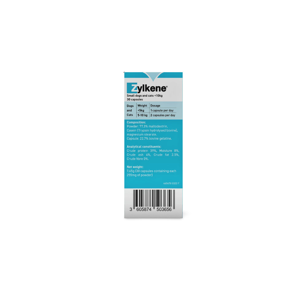 Zylkene 75mg calming supplement for small dogs and cats